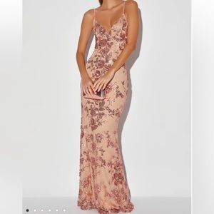 Lulus - Shine language rose gold sequin mermaid maxi dress